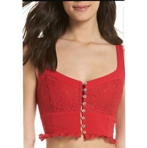 Free People Here I Go Lace-Contrast Brami Crop NWT